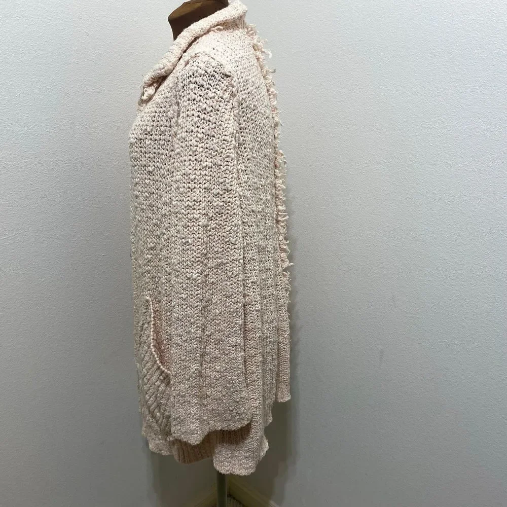 Free People Waterfront Chunky-Knit Long Sleeves Cardigan in Rose Size X-Small
